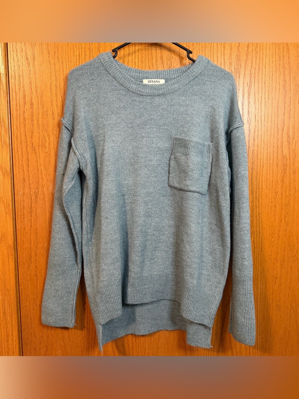 Zenana Long Sleeve Sweater Blue Small / Medium